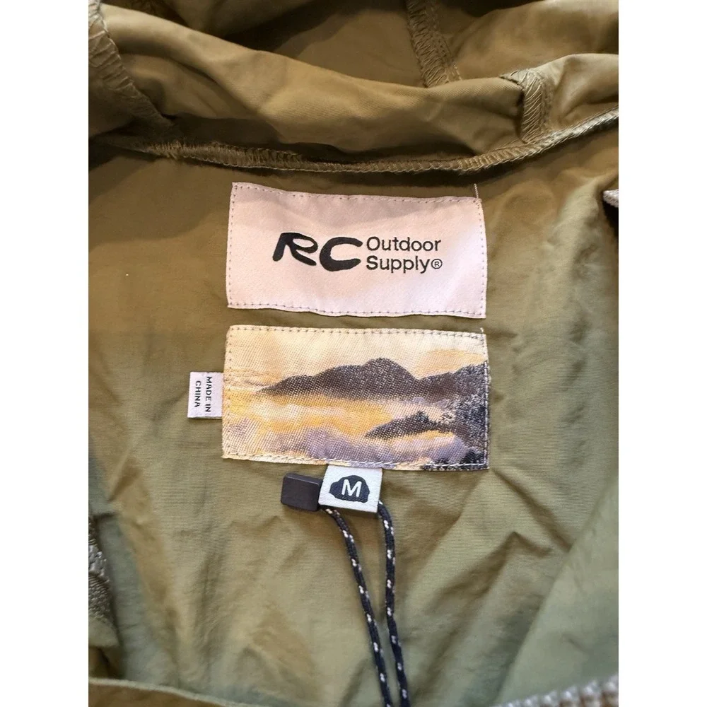 RC Outdoor Supply Anorak Windbreaker Men M Olive Green Utility Hooded Jacket NEW